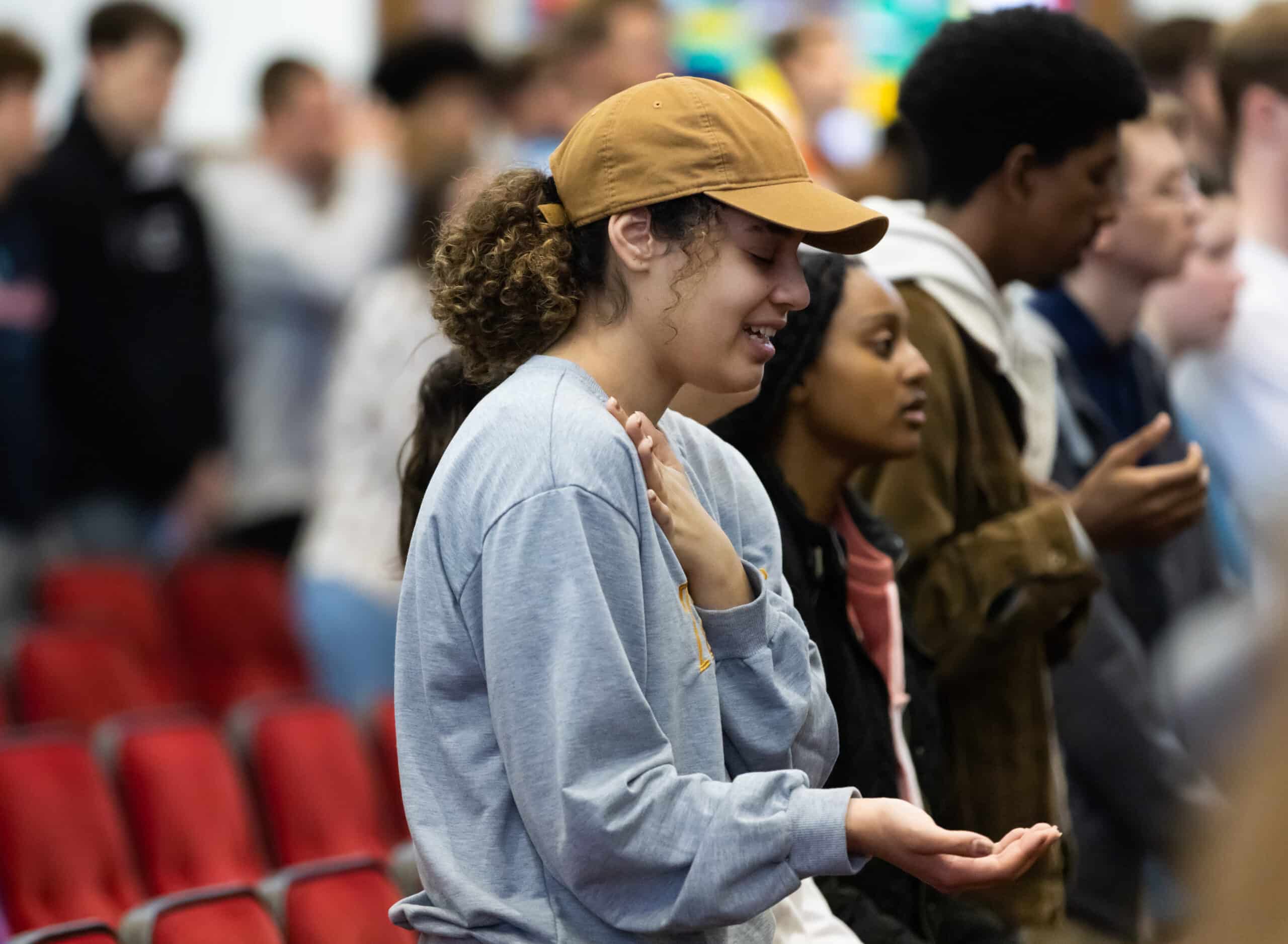 students in chapel