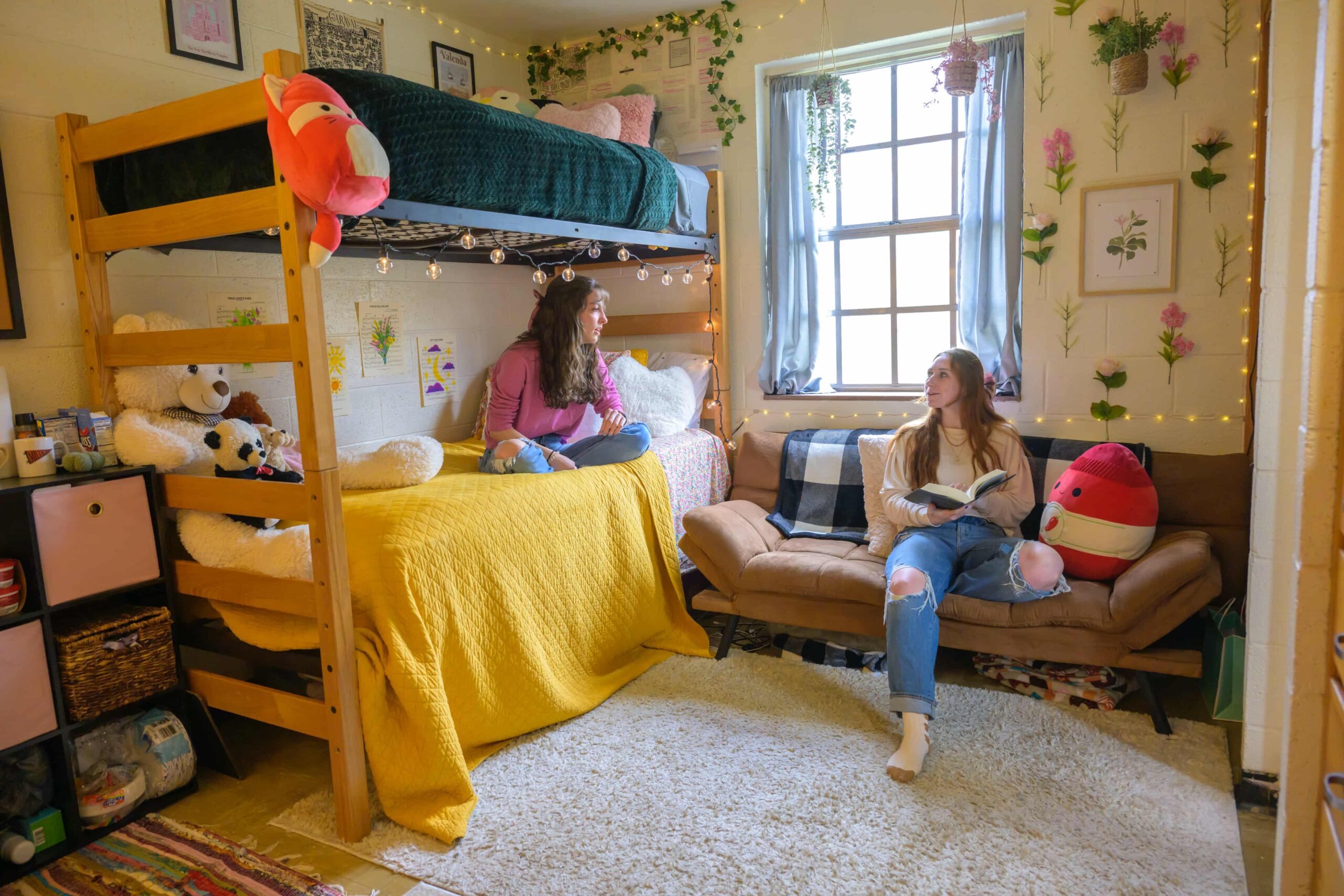 Hart Hall Dorm Room Suite-style, the dorms are furnished with a desk, chair, chest of drawers, wardrobe/closet, and standard twin beds. All the basics are covered in your home away from home.