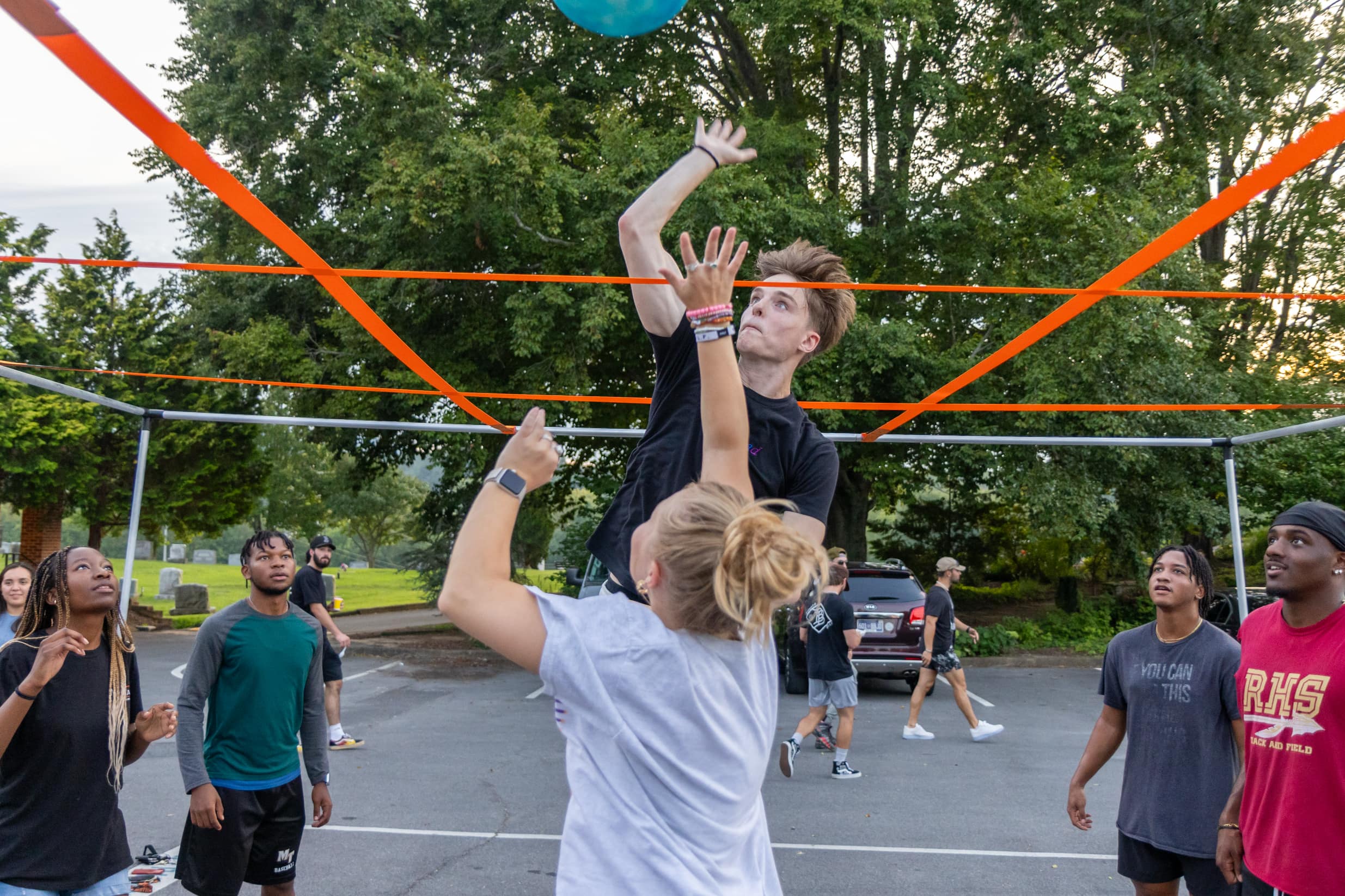 students playing nine square