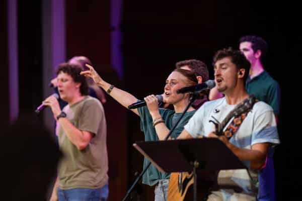 students lead worship as part of Milligan's regular Thursday chapel service